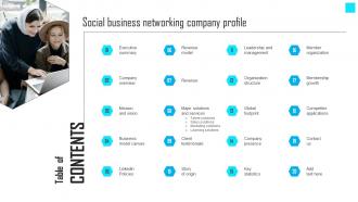 Table Of Content Social Business Networking Company Profile CP SS V