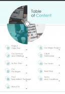 Table Of Content Social Media Proposal One Pager Sample Example Document