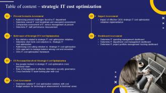 Table Of Content Strategic IT Cost Optimization Ppt Powerpoint Presentation File Slide Download