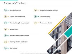 Table of content strategic plan marketing business development ppt styles smartart