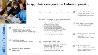 Table Of Content Supply Chain Management And Advanced Planning