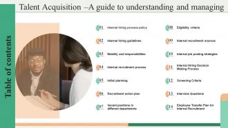 Table Of Content Talent Acquisition A Guide To Understanding And Managing HB SS V