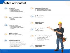 Table of content training matrix ppt powerpoint presentation show grid