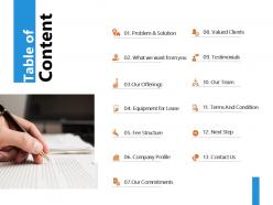 Table of content valued clients j244 ppt powerpoint presentation file model