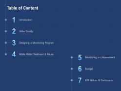 Table of content water quality n298 powerpoint presentation slide portrait