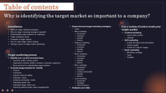 Table Of Content Why Is Identifying The Target Market So Important To A Company