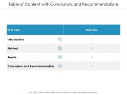 Table Of Content With Conclusions And Recommendations