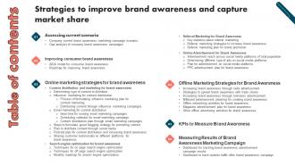 Table Of Contentrs Strategies To Improve Brand Awareness And Capture Market Share