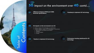 Table Of Contents 5g Impact On The Environment Over 4g Ppt Slides Background Image