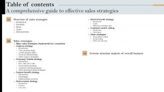 Table Of Contents A Comprehensive Guide To Effective Sales Strategies MKT SS V