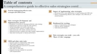 Table Of Contents A Comprehensive Guide To Effective Sales Strategies MKT SS V Engaging Researched