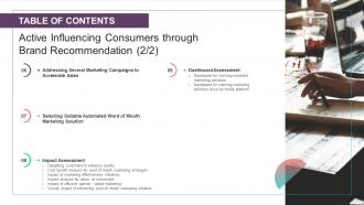 Table Of Contents Active Influencing Consumers Through Brand Recommendation