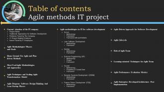 Table Of Contents Agile Methods IT Project Ppt Slides Clipart