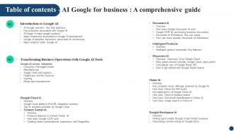 Table Of Contents AI Google For Business A Comprehensive Guide AI SS V
