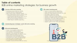 Table Of Contents B2B Online Marketing Strategies For Business Growth