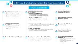 Table Of Contents B2b Social Media Marketing For Lead Generation Ppt Show Information