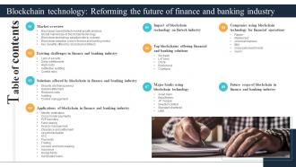 Table Of Contents Blockchain Technology Reforming The Future Of Finance And Banking Industry BCT SS