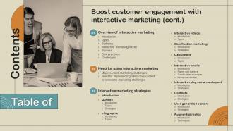 Table Of Contents Boost Customer Engagement With Interactive Marketing