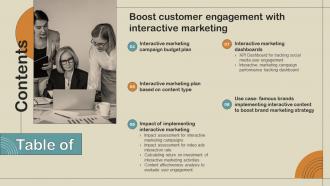 Table Of Contents Boost Customer Engagement With Interactive Marketing Adaptable Slides
