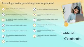 Table Of Contents Brand Logo Making And Design Service Proposal
