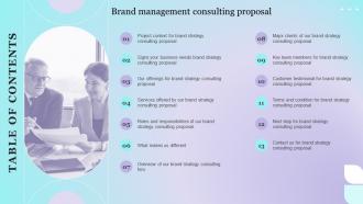 Table Of Contents Brand Management Consulting Proposal Ppt Inspiration