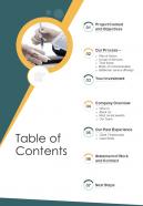 Table Of Contents Branding Design Proposal Template One Pager Sample Example Document