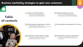 Table Of Contents Business Marketing Strategies To Gain New Customers Mkt Ss V