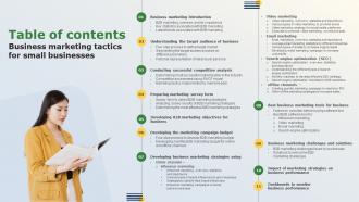 Table Of Contents Business Marketing Tactics For Small Businesses MKT SS V