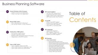 Table Of Contents Business Planning Software