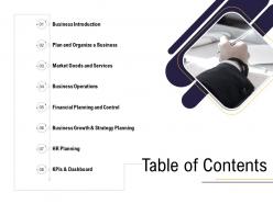 Table of contents business process analysis