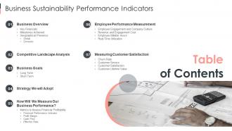 Table Of Contents Business Sustainability Performance Indicators Ppt Slides Introduction
