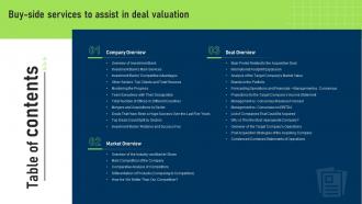 Table Of Contents Buy Side Services To Assist In Deal Valuation
