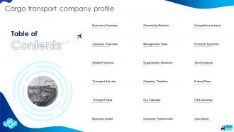 Table Of Contents Cargo Transport Company Profile Ppt Styles Infographics