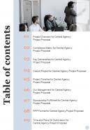 Table Of Contents Central Agency Project Proposal One Pager Sample Example Document