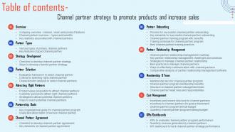 Table Of Contents Channel Partner Strategy To Promote Products And Increase Sales Strategy Ss