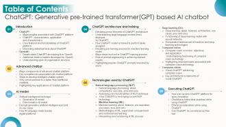 Table Of Contents ChatGPT Generative Pre Trained Transformer GPT Ppt Template ChatGPT SS V