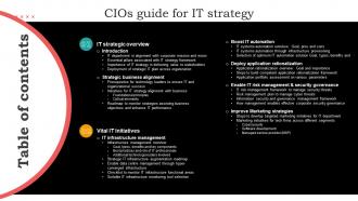 Table Of Contents Cios Guide For It Strategy Strategy SS V