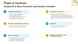 Table Of Contents Claude Ai A More Powerful And Intuitive Ai SS V