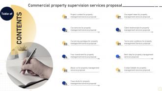Table Of Contents Commercial Property Supervision Services Proposal