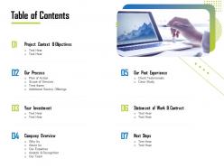 Table of contents company overview ppt file topics