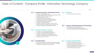 Table of contents company profile information technology company