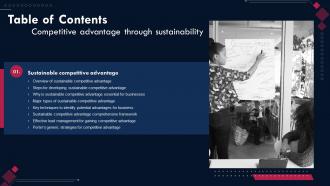 Table Of Contents Competitive Advantage Through Sustainability