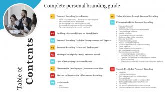Table Of Contents Complete Personal Branding Guide Ppt Slides Infographic Template
