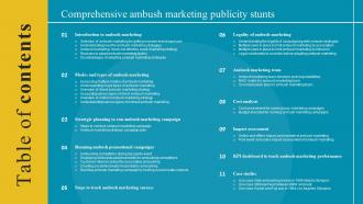 Table Of Contents Comprehensive Ambush Marketing Publicity Stunts MKT SS V