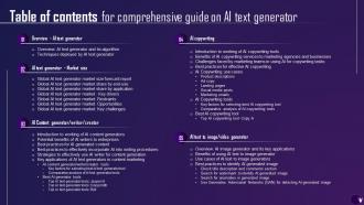 Table Of Contents Comprehensive Guide On Ai Text Generator AI SS
