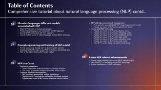 Table Of Contents Comprehensive Tutorial About Natural Language Processing NLP Colorful Captivating