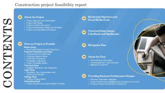 Table Of Contents Construction Project Feasibility Report Ppt Show Graphics Template