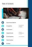 Table Of Contents Corporate Recruitment Agency Proposal One Pager Sample Example Document