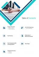 Table Of Contents Corporate Training Proposal One Pager Sample Example Document