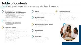 Table Of Contents Cross Selling Strategies To Increase Organizational Revenue SA SS
